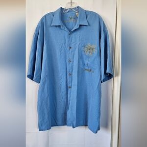 Bamboo Cay Mens Single Palm embroidered Hawaiian‎ Shirt size xl